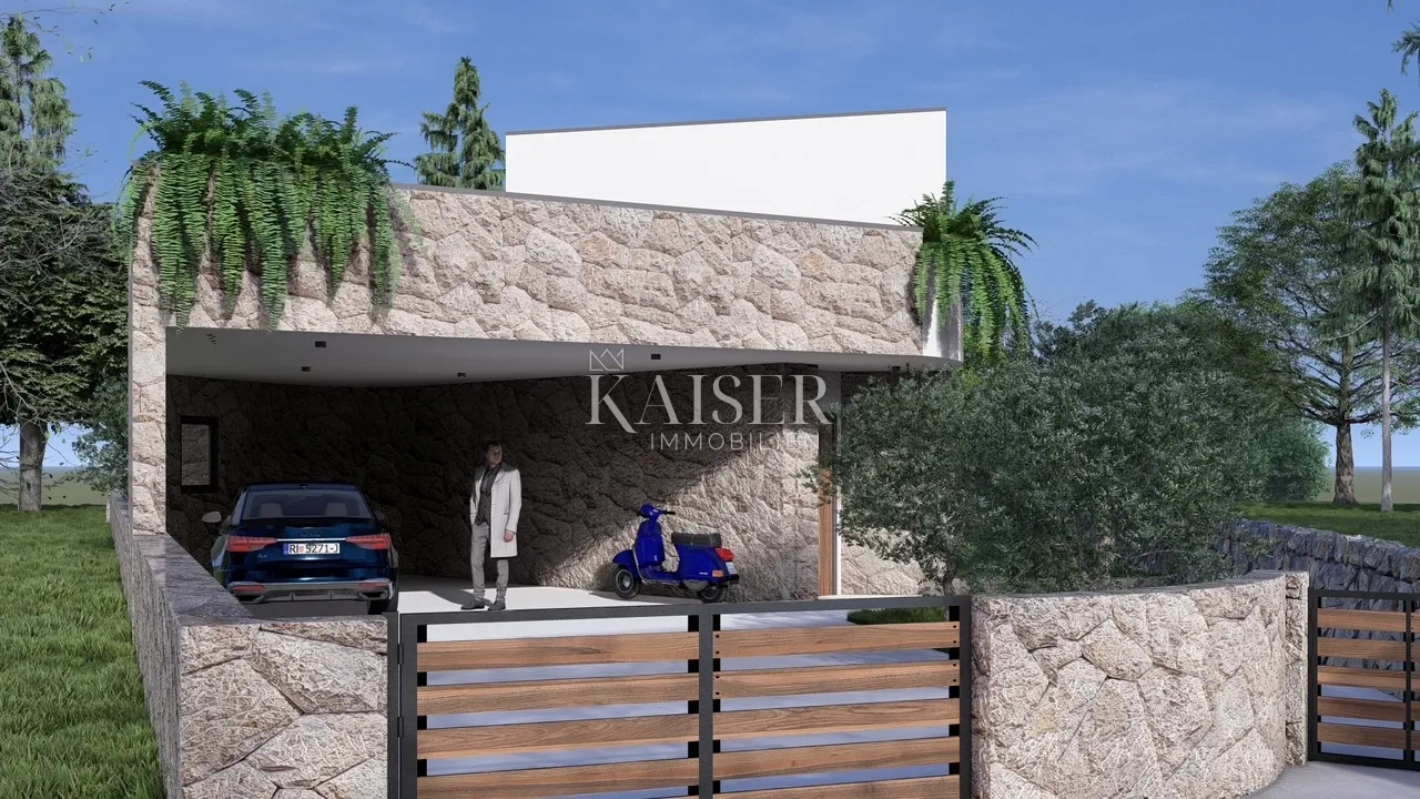 otok krk, žgaljići - građevinsko zemljište 500m2 s projektom za obiteljsku kuću - slika 3