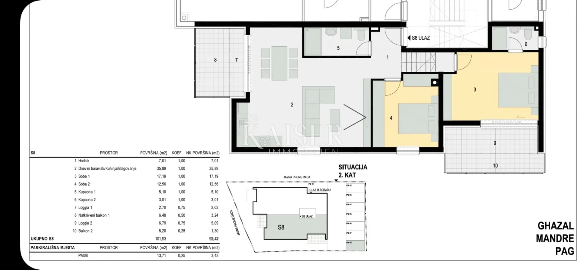 pag, kolan, penthouse 104 m2, prvi red do mora - slika 12