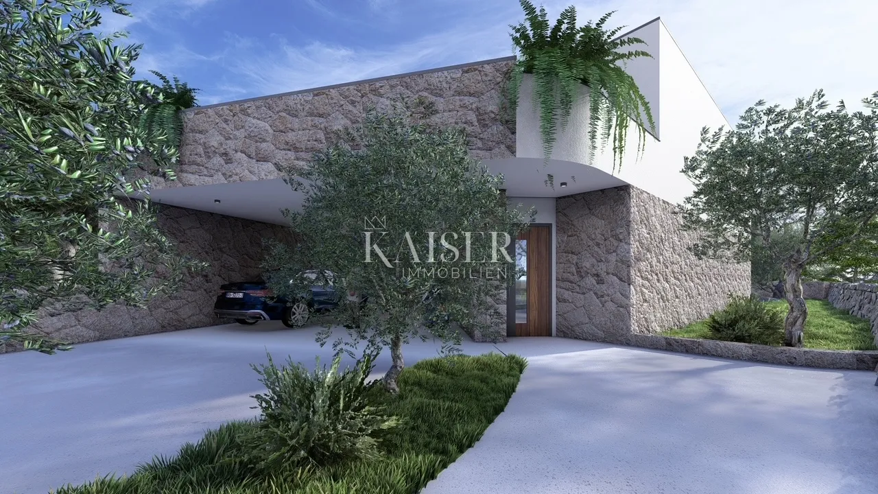 otok krk, žgaljići - građevinsko zemljište 500m2 s projektom za obiteljsku kuću - slika 4