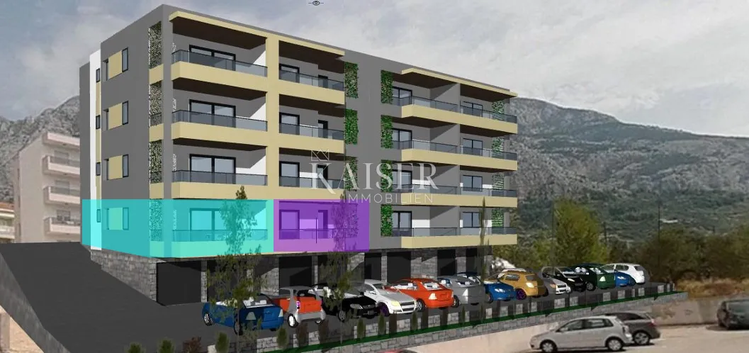 Makarska - Moderan dvosoban stan s lođom i 50m2 vrtom u novogradnji