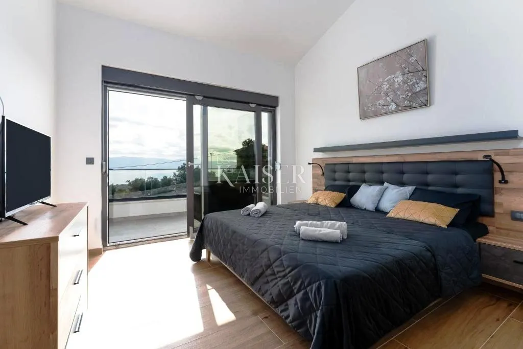 krk, risika - moderna dvojna kuća, 150 m2, pogled more - slika 13