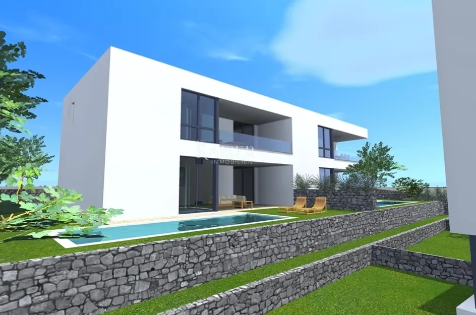 otok krk, malinska - dvojna kuća sa bazenom 180m2 - slika 2