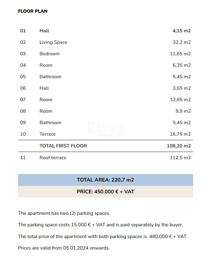 istra, novigrad, okolica - stan 108m2; krovna terasa 112m2; 300m od mora - slika 4