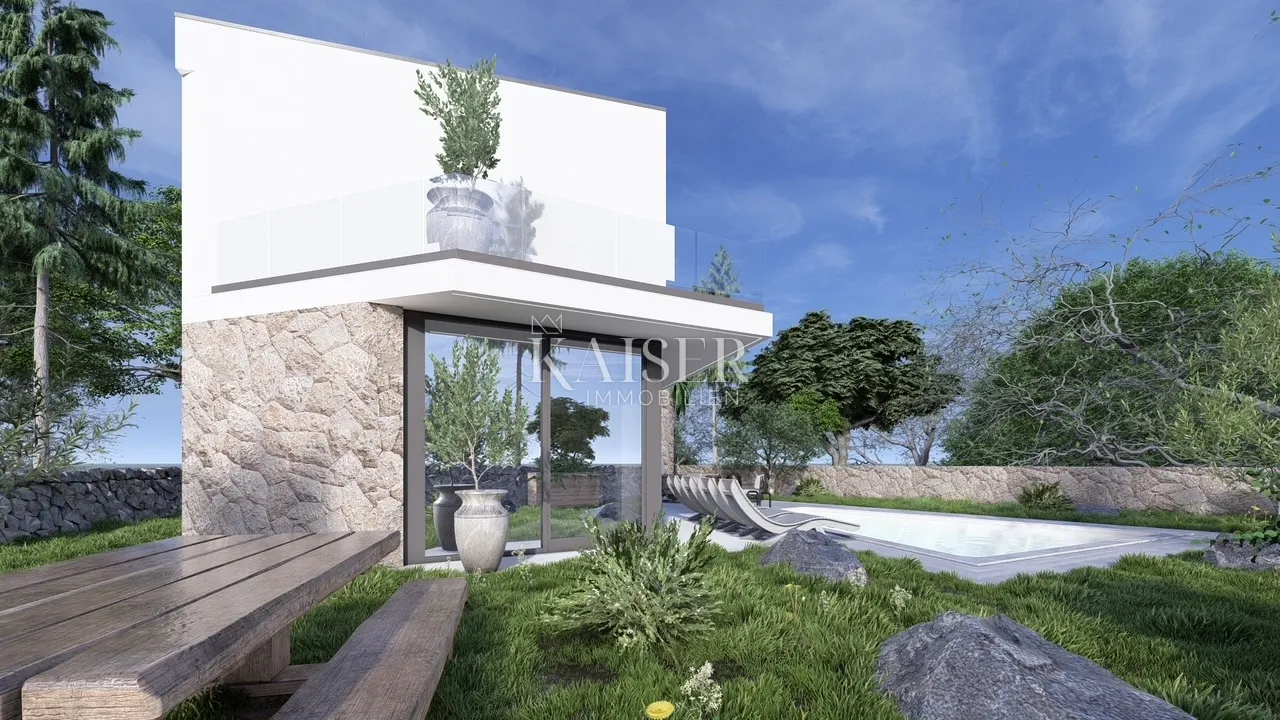 otok krk, žgaljići - građevinsko zemljište 500m2 s projektom za obiteljsku kuću - slika 2