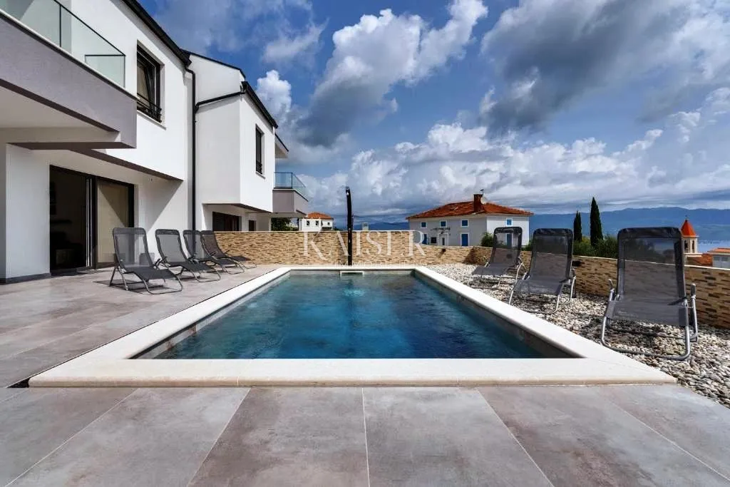 krk, risika - moderna dvojna kuća, 150 m2, pogled more - slika 2