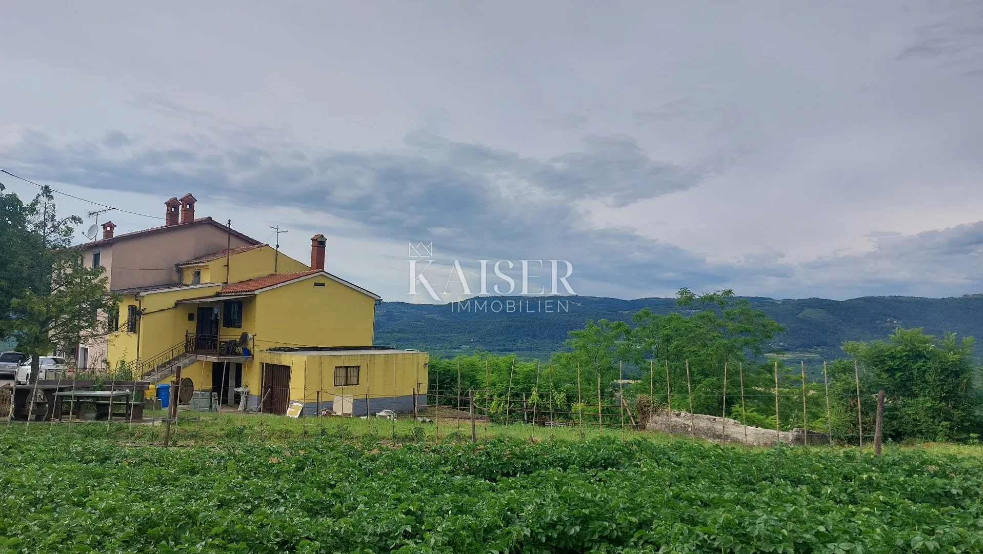 istra, motovun - kuća za obnovu 150m2; velika okućnica, pogled na motovun - slika 2