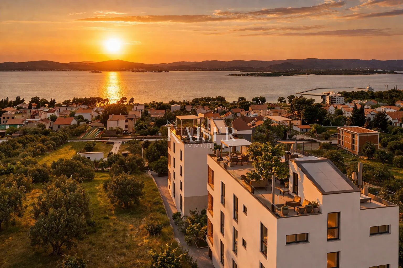 Zadar, Sveti Filip i Jakov – Zgrada 2, Apartman S6 s 2 spavaće sobe, krovnom terasom i panoramskim pogledom na more (140,33 m²)