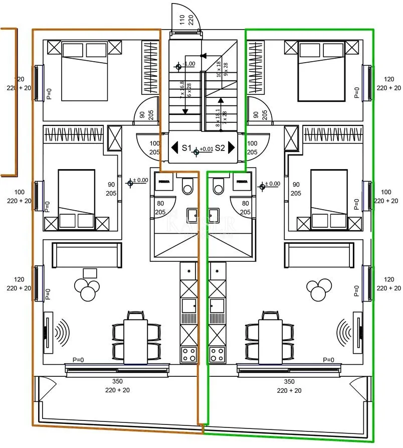 zadar, sveti filip i jakov – zgrada 2, stan s2 s 2 spavaće sobe, privatnim vrtom i pogledom na more (145,79 m²) - slika 9