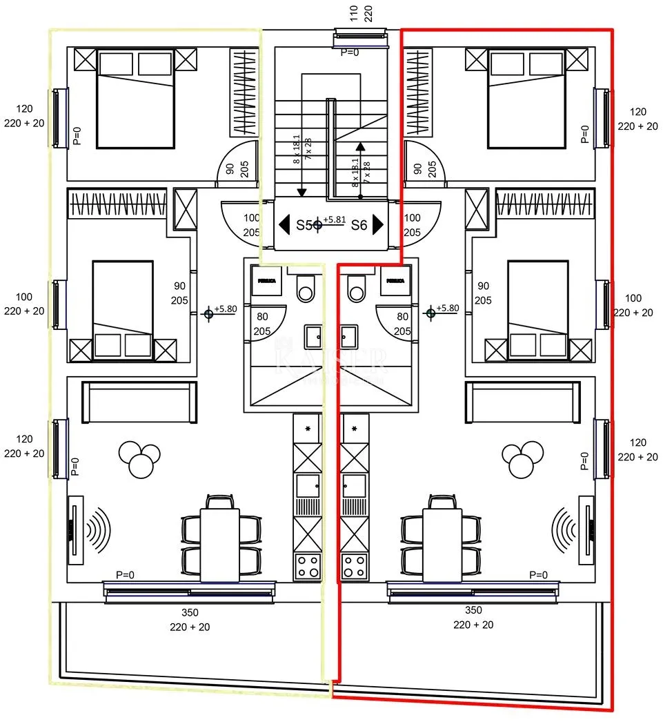 zadar, sveti filip i jakov – zgrada 2, apartman s5 s 2 spavaće sobe, krovnom terasom i panoramskim pogledom na more (138,90 m²) - slika 9