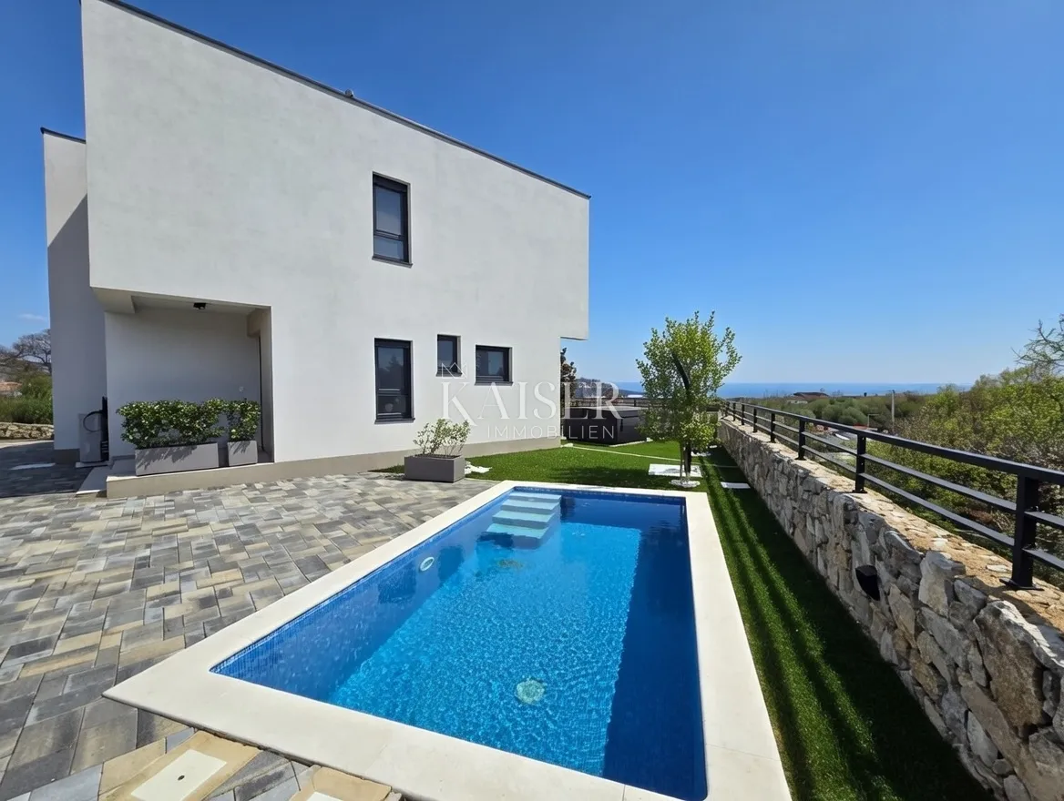 krk, kornić - moderna villa sa pogledom na more - slika 1
