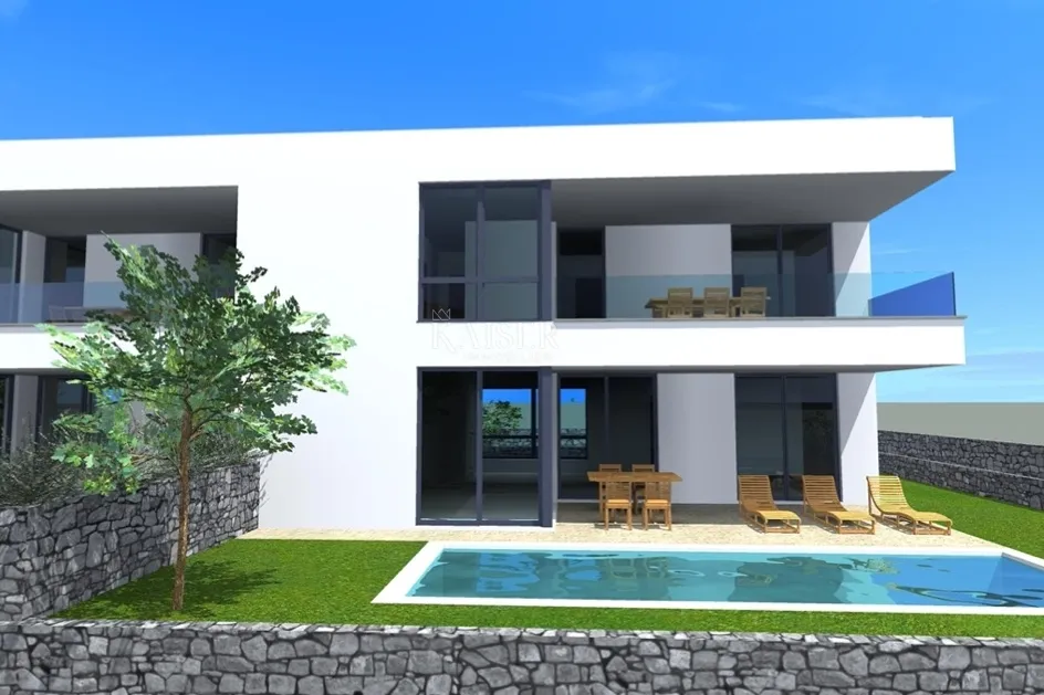 otok krk, malinska - dvojna kuća sa bazenom 180m2 - slika 5