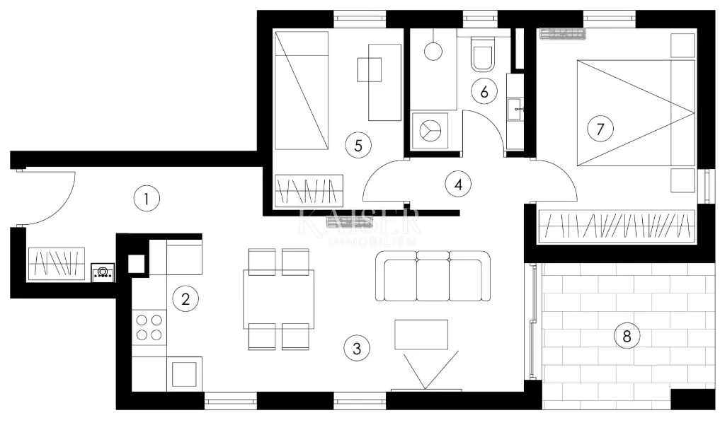 zadar, ričine, dvosobni stan, 68,12 m2, novogradnja - slika 3