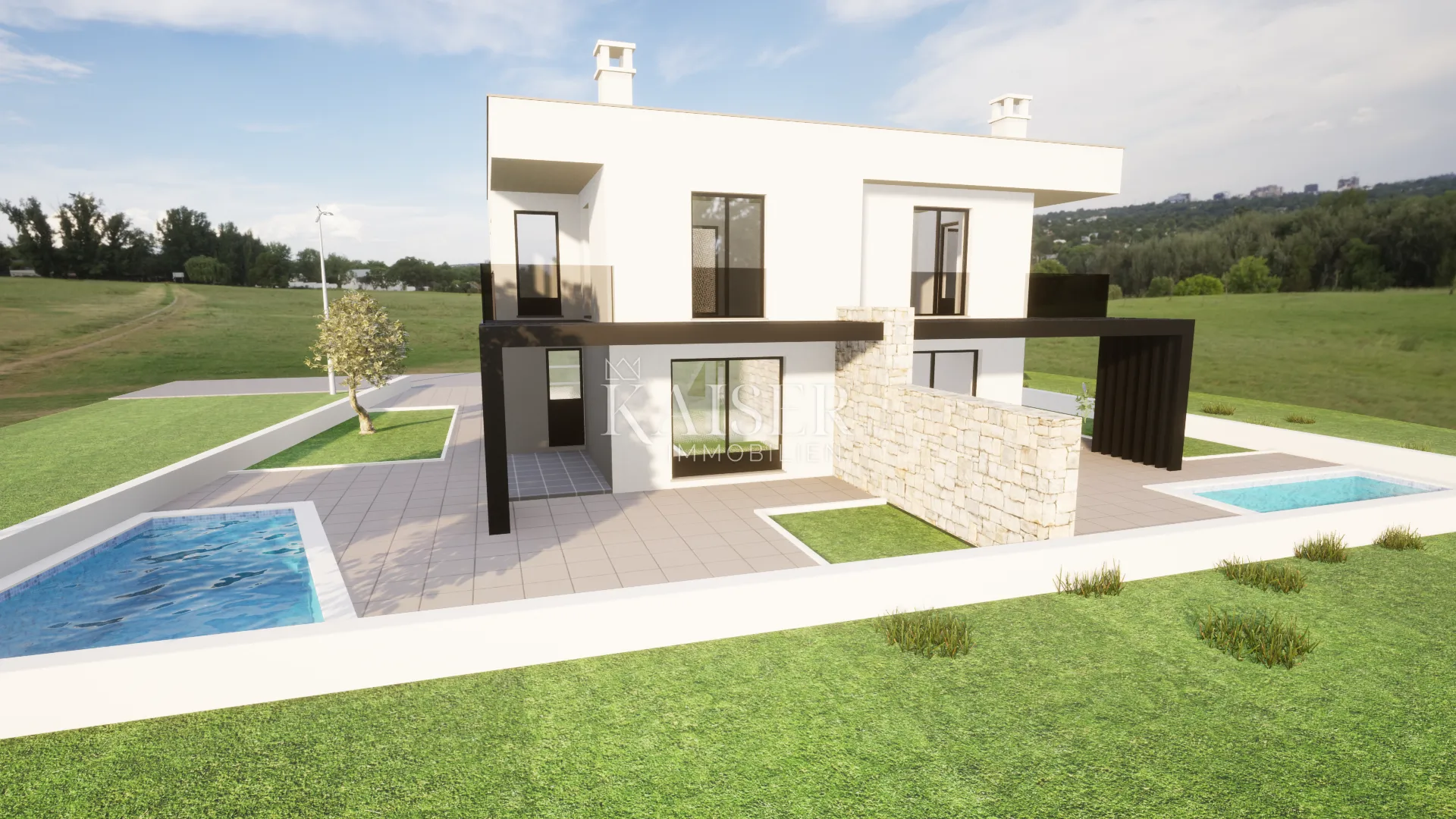 istra, umag okolica - dvojna kuća: dvoetažni stan sa bazenom; 120m2 - slika 5