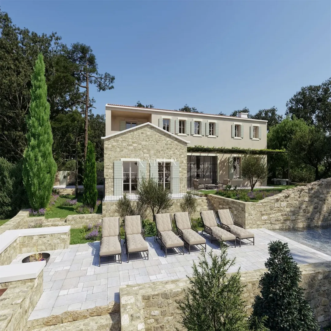 istra - novigrad, predivna autentična kamena vila pogled more - slika 2