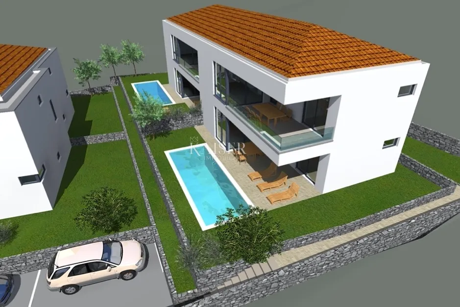 otok krk, malinska - dvojna kuća sa bazenom 180m2 - slika 9