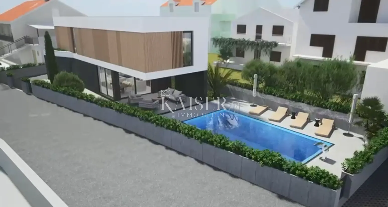 vodice - projekt-luksuzna moderna vila s bazenom i garažom 300 metara od mora - slika 3
