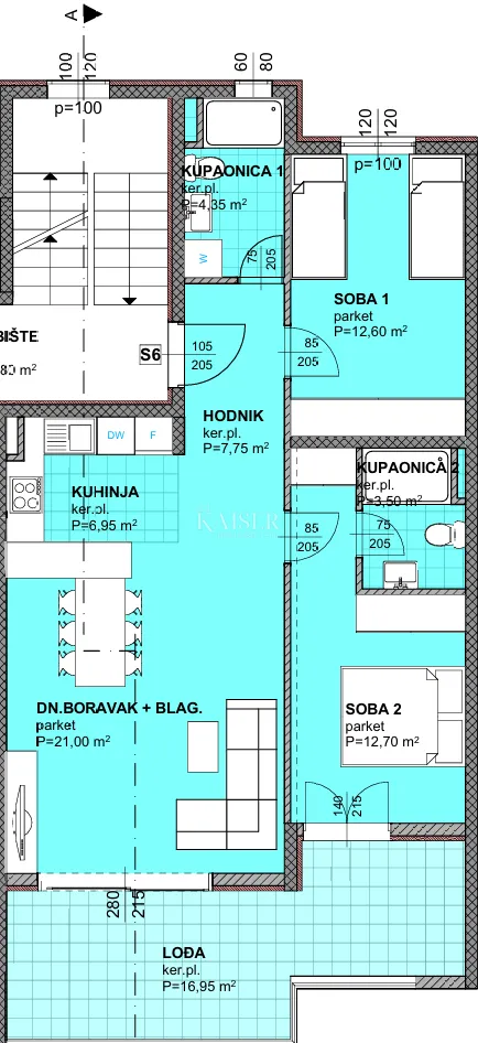 makarska - moderan dvosoban stan s lođom u novogradnji - slika 7