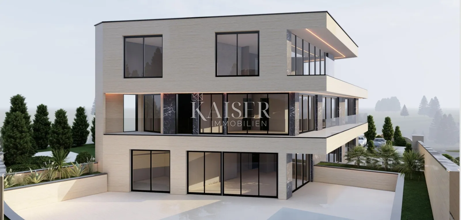 Otok Krk, Vrbnik- Građevinsko zemljište s idejnim projektom zgrade sa 4 stana s bazenima