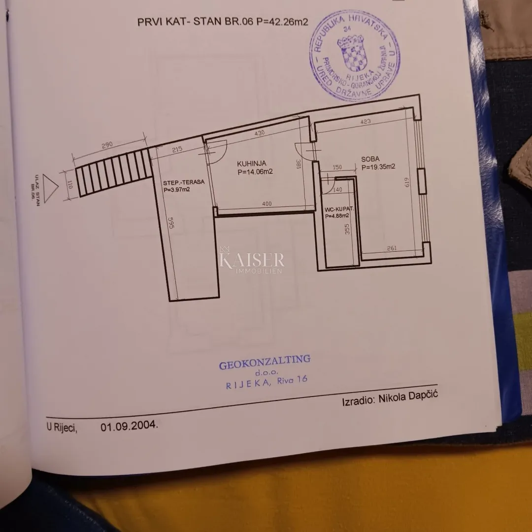 rijeka, trsat - stan u mirnoj ulici sa terasom 42 m2 - slika 11