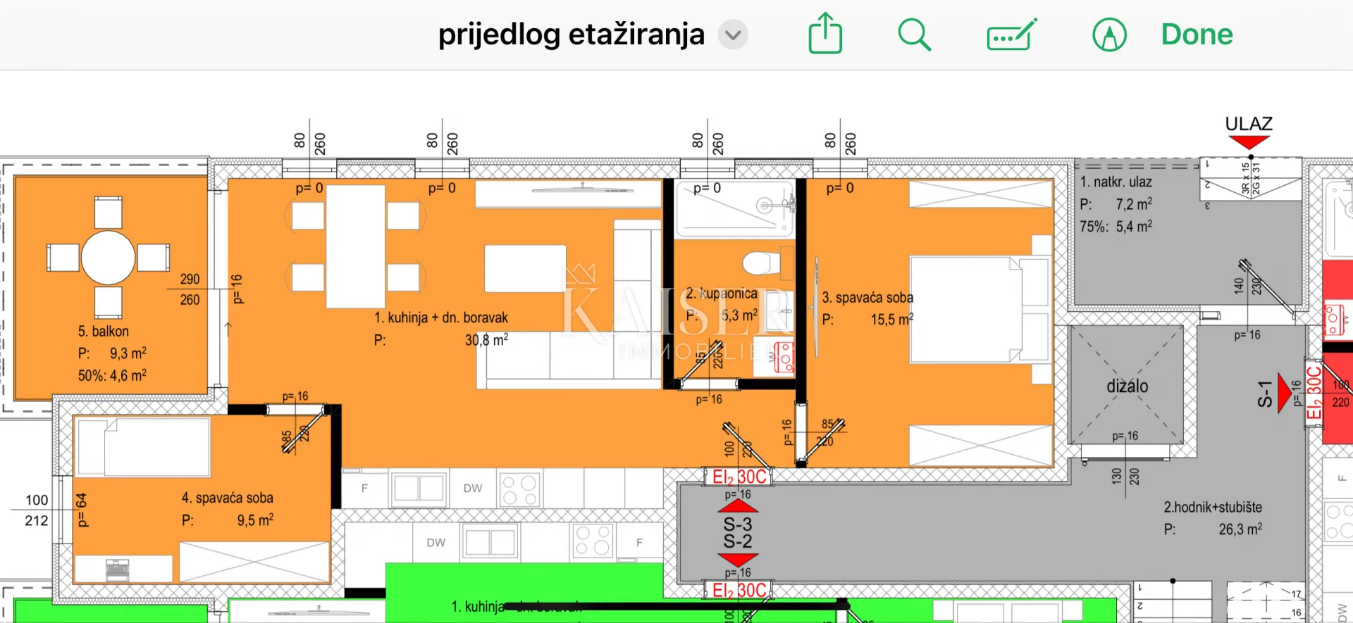 zadar, diklo, dvosobni stan 76,97m2, 50 m od mora - slika 9