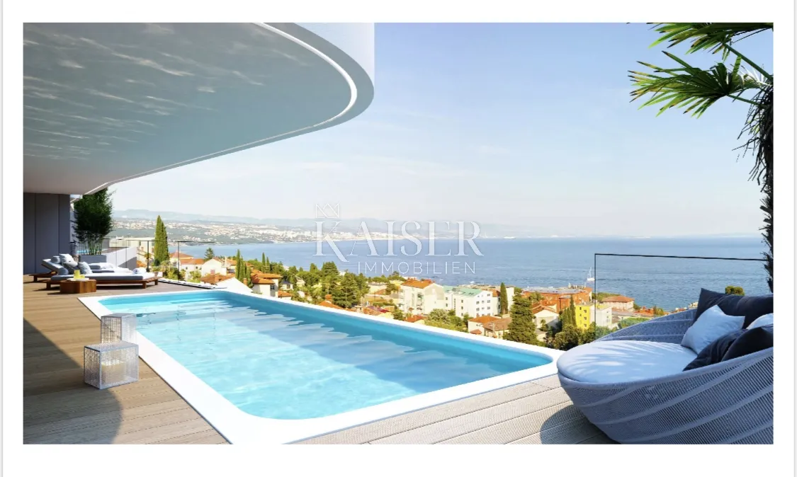 Opatija - stan 158 m2, terasa, pogled na more