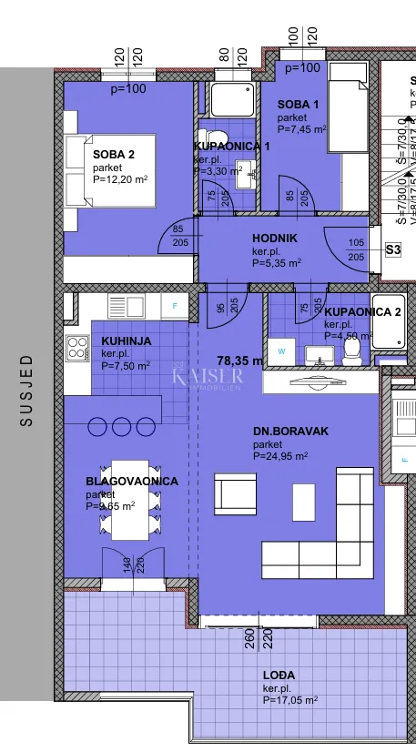 makarska - komforan dvosoban stan s velikom lođom u novogradnj 800m od mora - slika 3