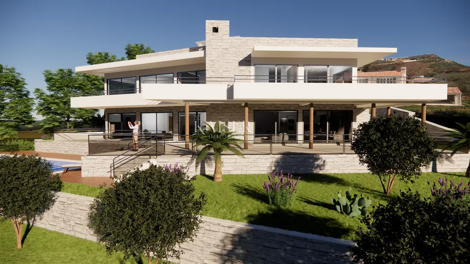 Istra, Buje luksuzna vila u izgradnji s pogledom na maslenik - Baredine, Buje