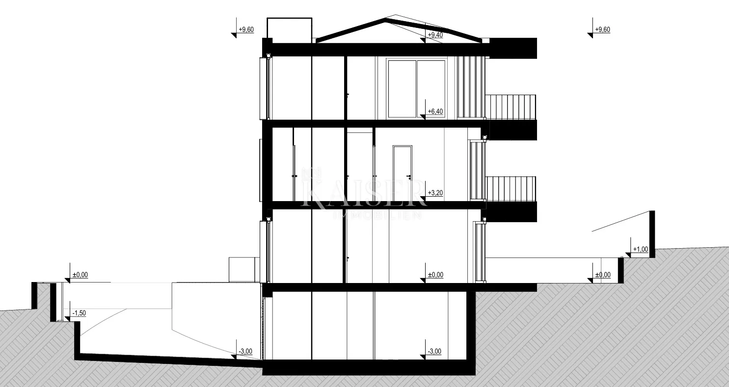 otok krk, vrbnik- građevinsko zemljište s idejnim projektom zgrade sa 4 stana s bazenima - slika 10