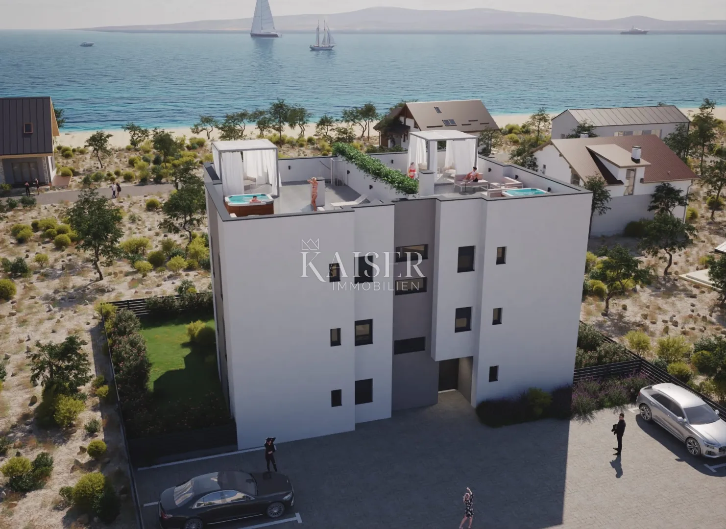 Sukošan, Zadar-Ekskluzivni Penthouse s krovnom terasom, 100 m od mora