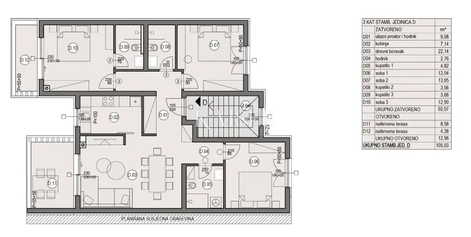 istra, pula- trosoban stan 105m2 u novogradnji s garažom - slika 10