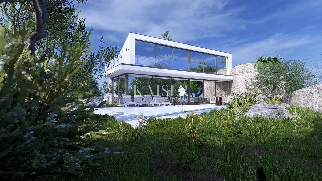 Otok Krk, Žgaljići - građevinsko zemljište 500m2 s projektom za obiteljsku kuću - Brusići, Krk