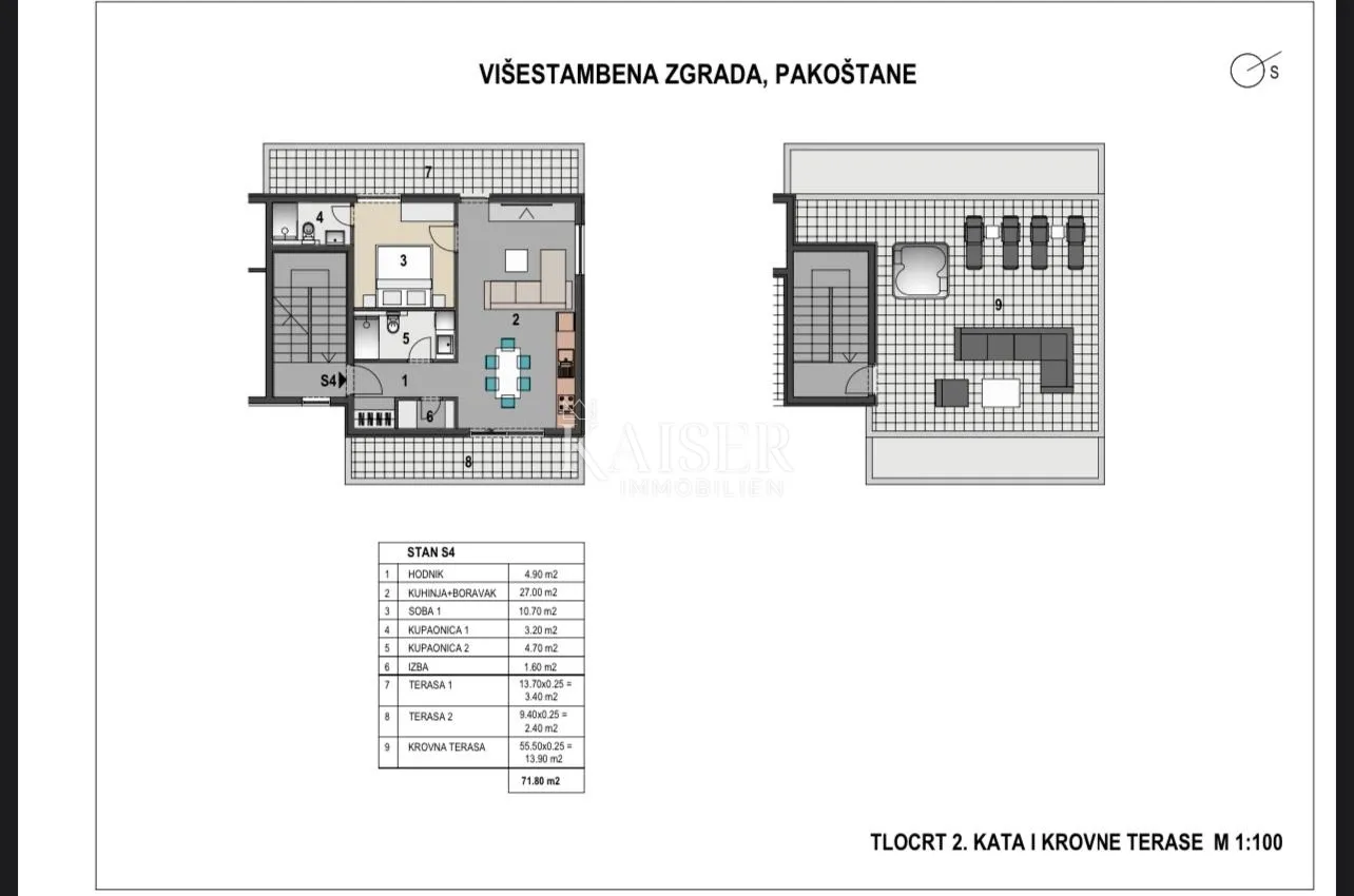pakoštane – jednosoban stan s privatnom krovnom terasom, pogledom na more i garažnim mjestom, 300 m od plaže - slika 18