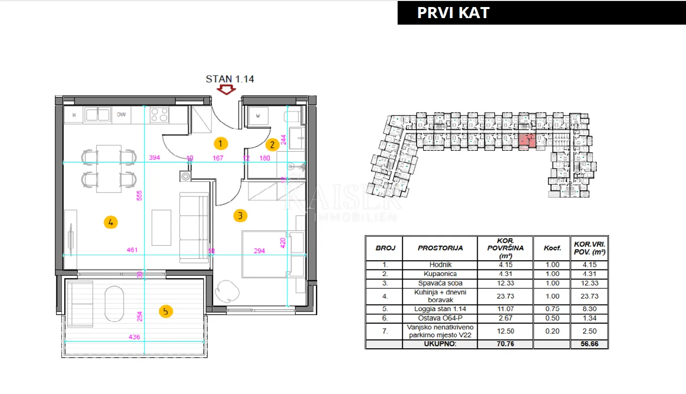 istra, umag – jednosoban stan sa dnevnim boravkom, u novogradnji 45m2, prvi kat - slika 13