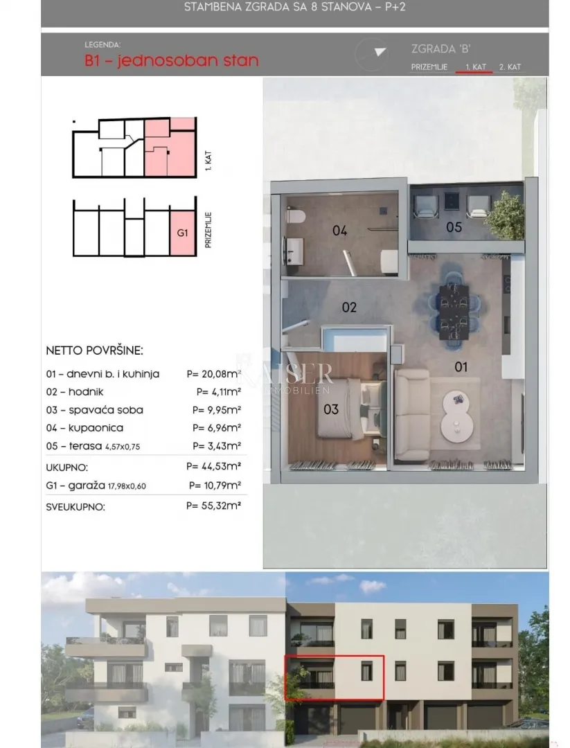 istra, pula- moderan jednosoban stan 55m2 s garažom - slika 7