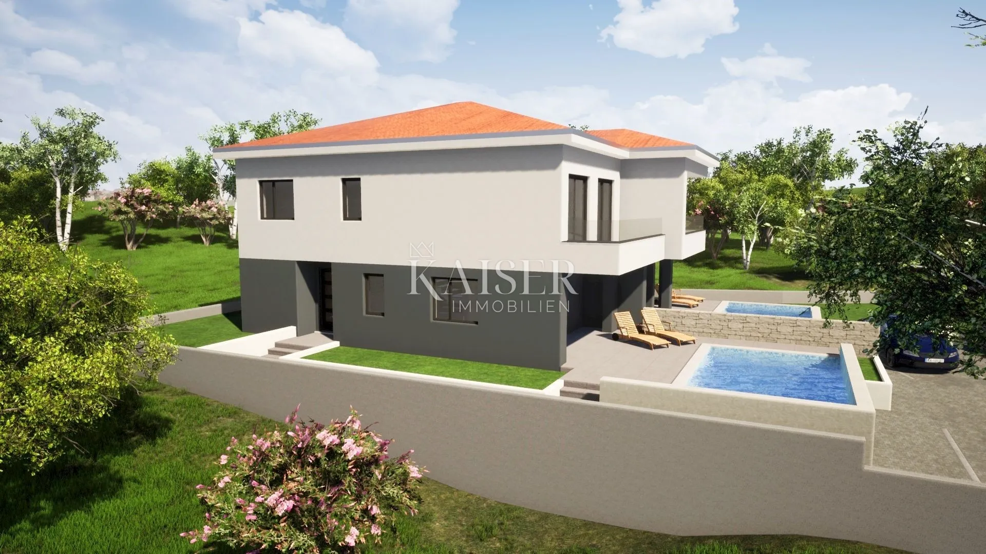 otok krk, malinska- moderna dvojna kuća 120m2 blizu mora - slika 2