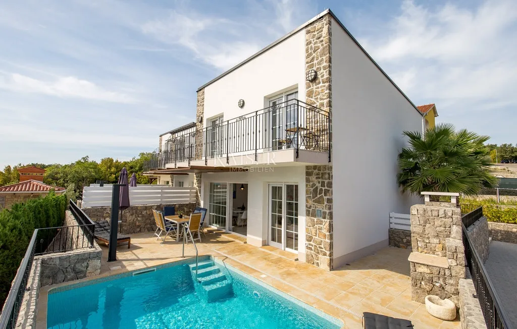 kornić, otok krk- vila 121m2 s pogledom na more i bazenom - slika 19