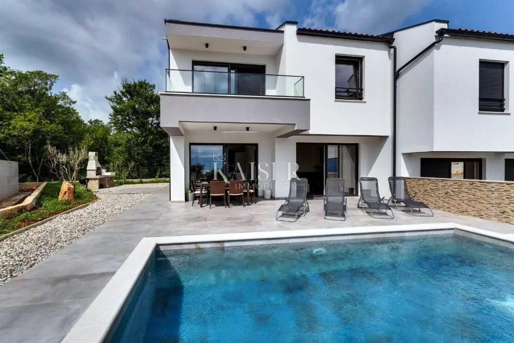 krk, risika - moderna dvojna kuća, 150 m2, pogled more - slika 4