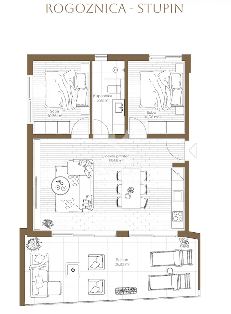 stan s6, novogradnja, rogoznica, stupin, 73,73 m2, 2-soban - slika 11
