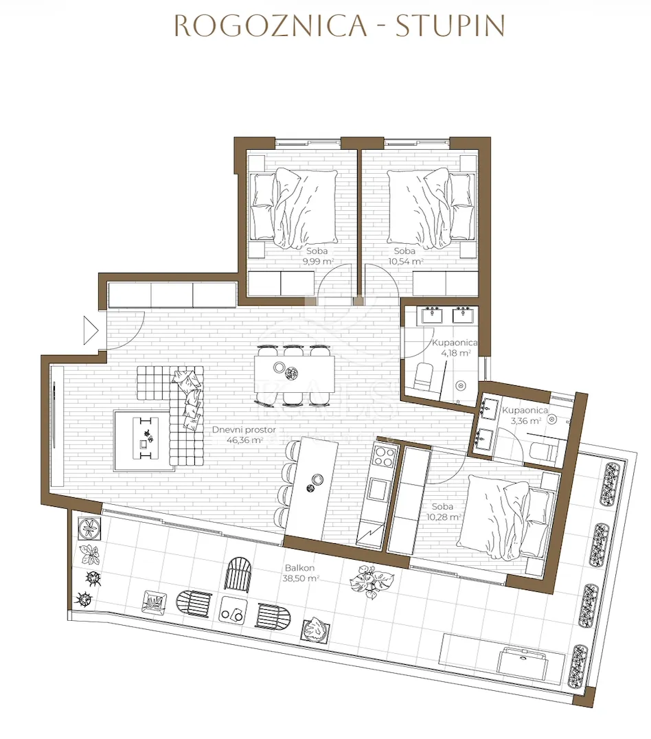 stan s3, novogradnja, rogoznica, stupin, 103,96 m2, 3-soban - slika 14