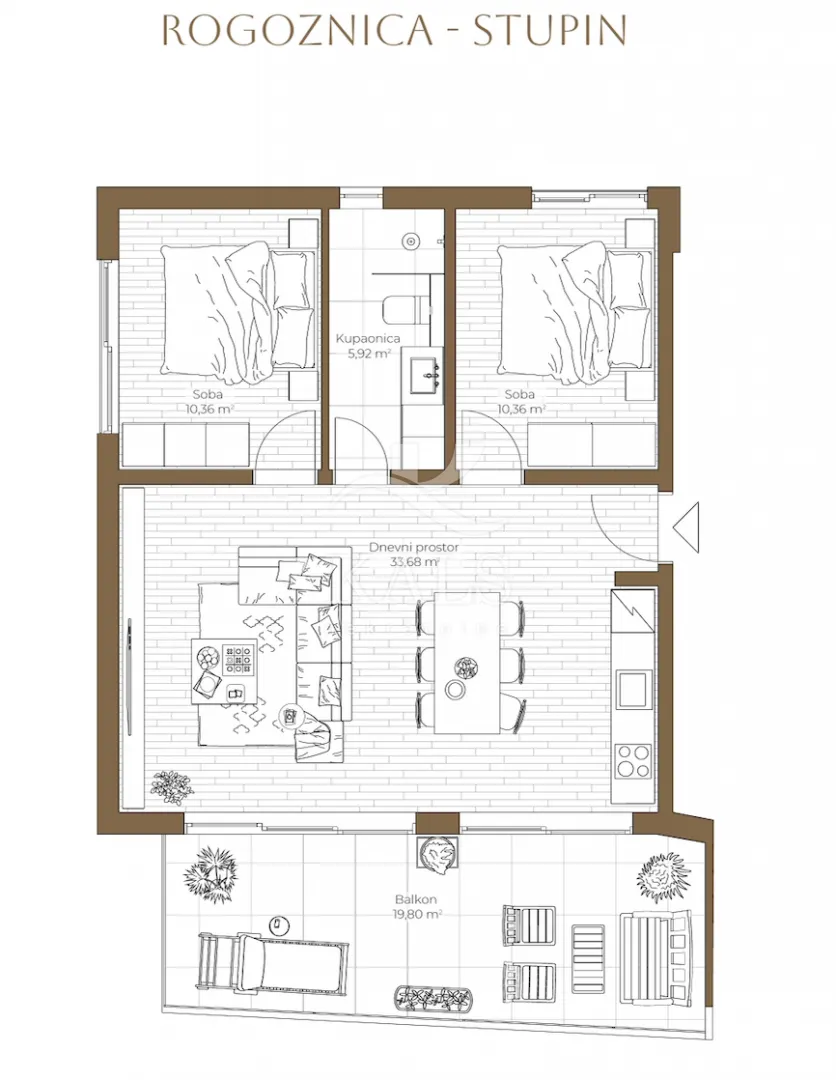 stan s4, novogradnja, rogoznica, stupin, 70,22 m2, 2-soban - slika 13