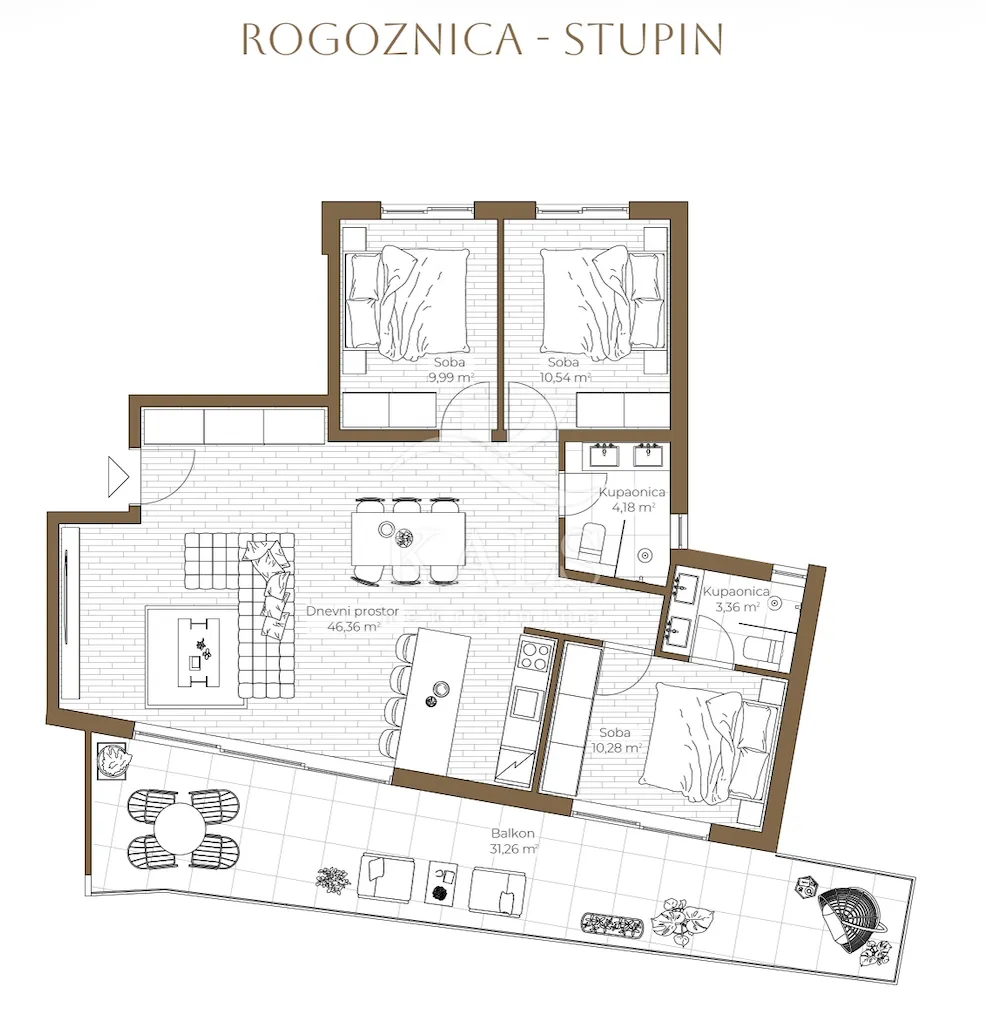 stan s5, novogradnja, rogoznica, stupin, 100,34 m2, 3-soban - slika 13