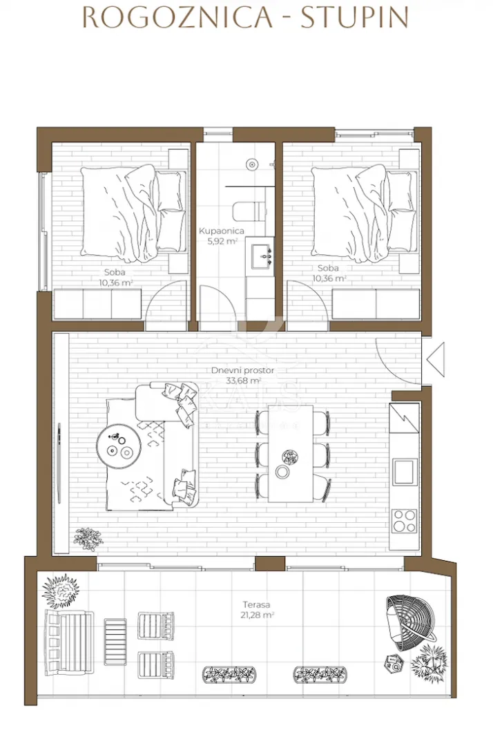 stan s2, novogradnja, rogoznica, stupin, 70,96 m2, 2-soban - slika 13