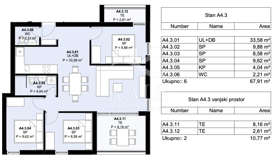 stan a4-3, novogradnja, prodaja, kaštel novi, 76,30 m2, 3-s - slika 11