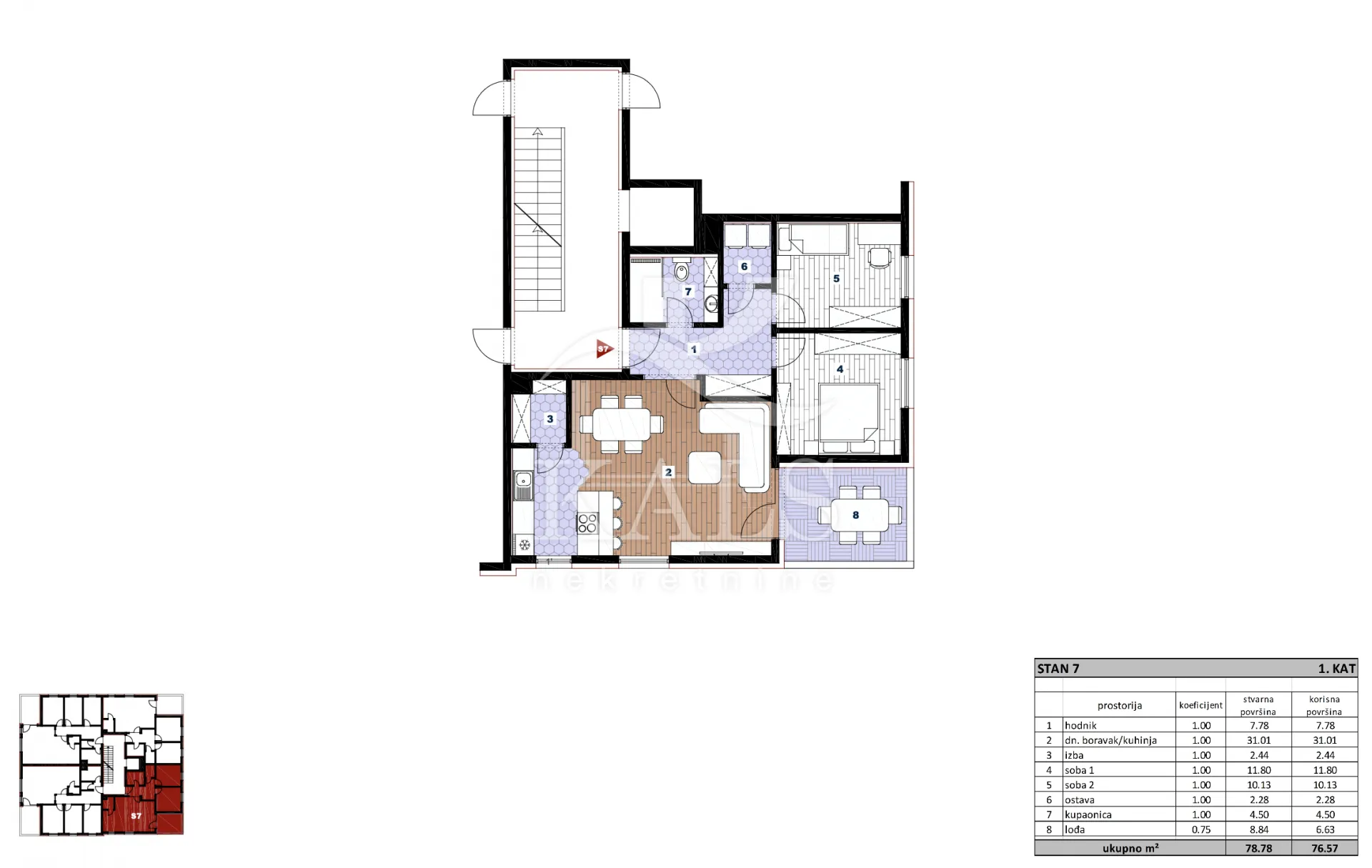 stan s7, novogradnja, prodaja, sesvete, 76.57 m2, 3-soban - slika 8
