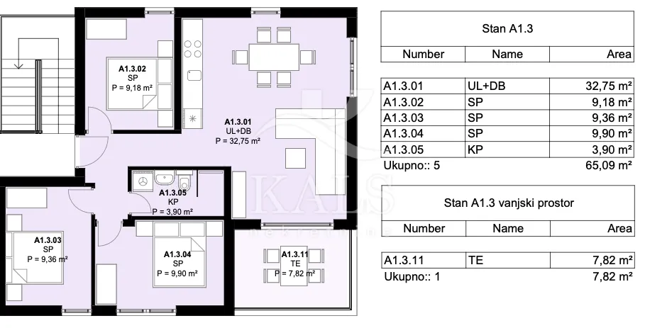 stan a1-3, novogradnja, prodaja, kaštel novi, 68,39 m2, 3-s - slika 14