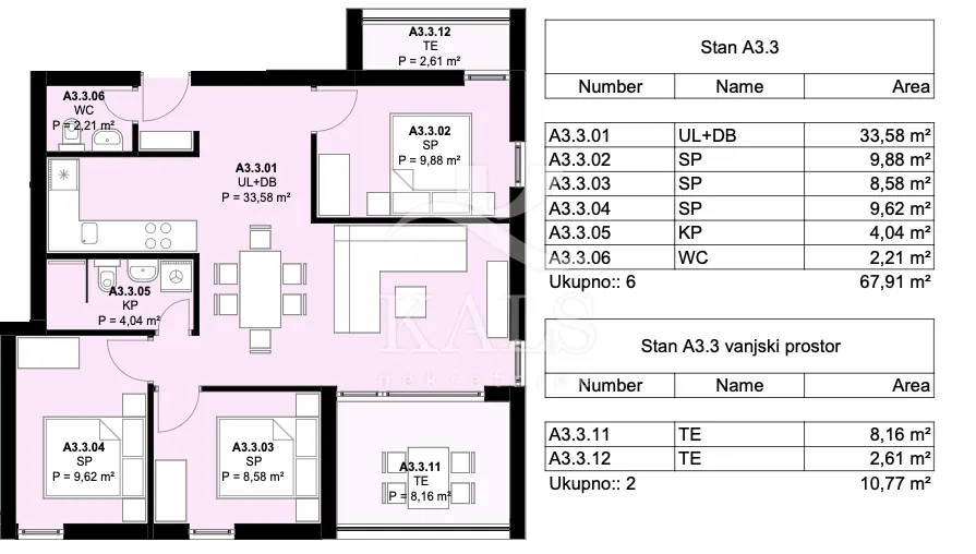 stan a3-3, novogradnja, prodaja, kaštel novi, 76,30 m2, 3-s - slika 14