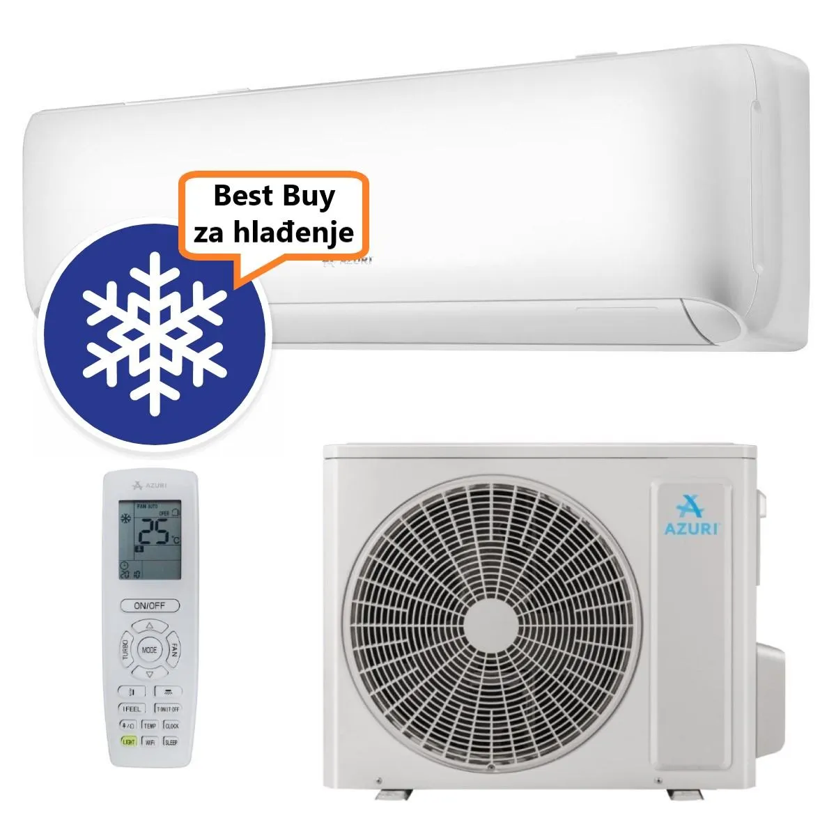 AZURI KLIMA UREĐAJ 2,2 kW AZI-WN20VA - Midori Inverter, za prostor do 20m2, A++ energetska klasa, Wi-Fi, R-32 - Zagreb