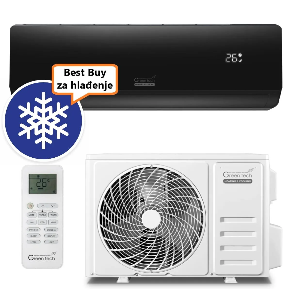 GREEN TECH KLIMA UREĐAJ 3,4kW 12-IN82B-WIFI, za prostor do 35m2, A++ energetska klasa, R32 - Zagreb