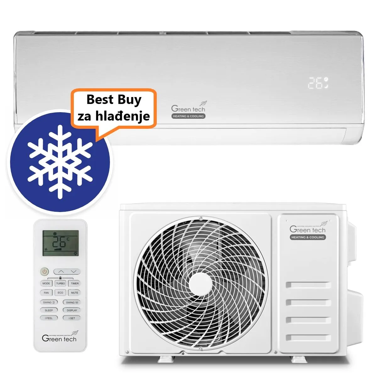 GREEN TECH KLIMA UREĐAJ 3,4kW 12-IN51-WIFI, za prostor do 35m2, A++ energetska klasa, R32 - Zagreb