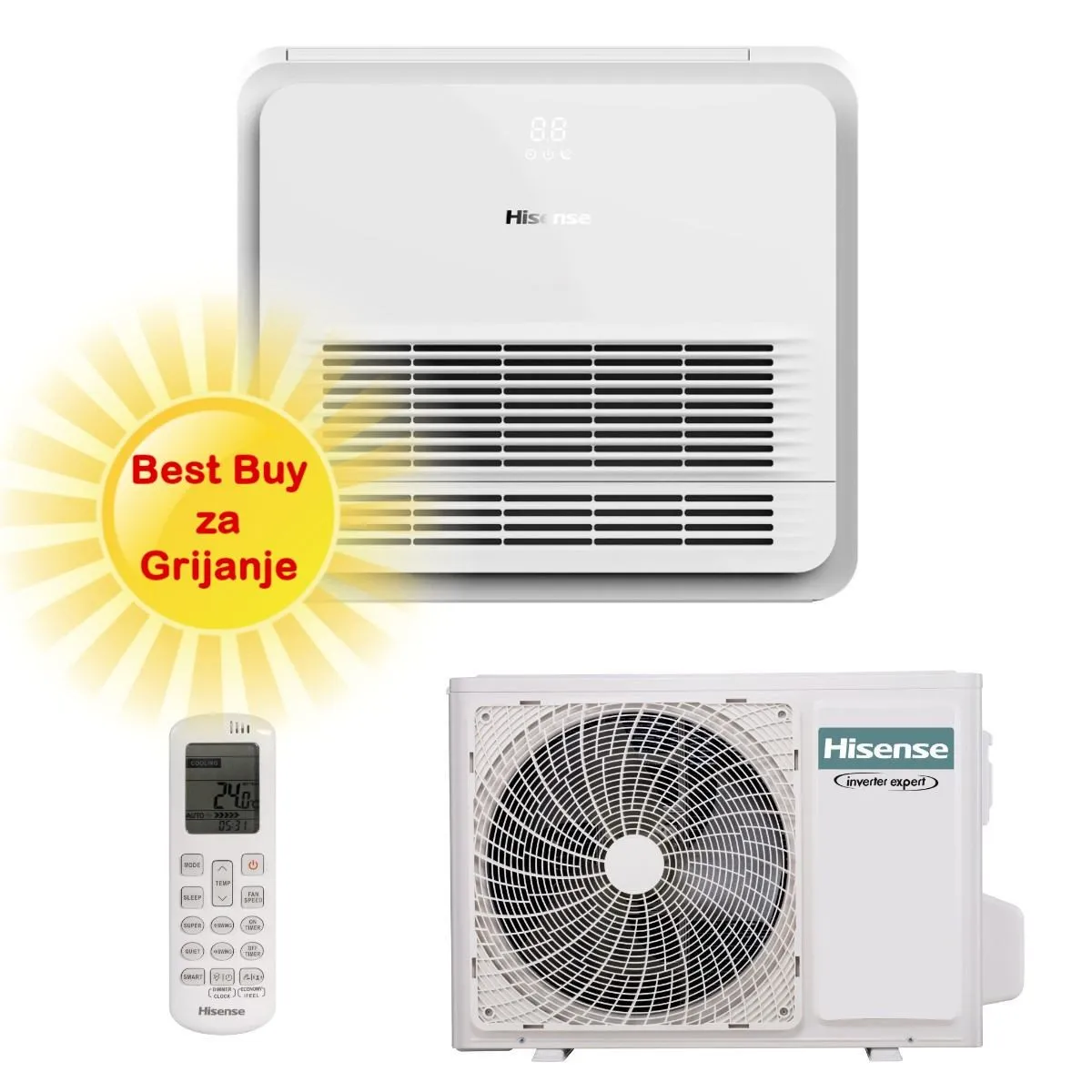 HISENSE KLIMA UREĐAJ 4,8kW AKT-52UR4RSK4 - Podna AKT Inverter +, za prostor do 50m2, A++ energetska klasa, R-32 - Zagreb